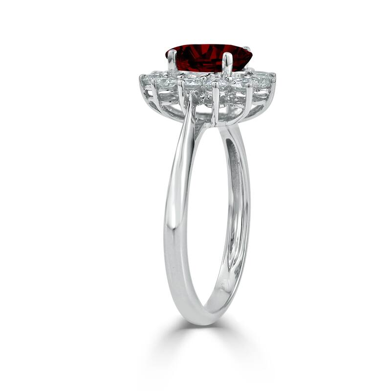 Auriya 1 5/8ct Oval-cut Red Garnet and Halo Diamond Ring 5/8cttw 18K Gold