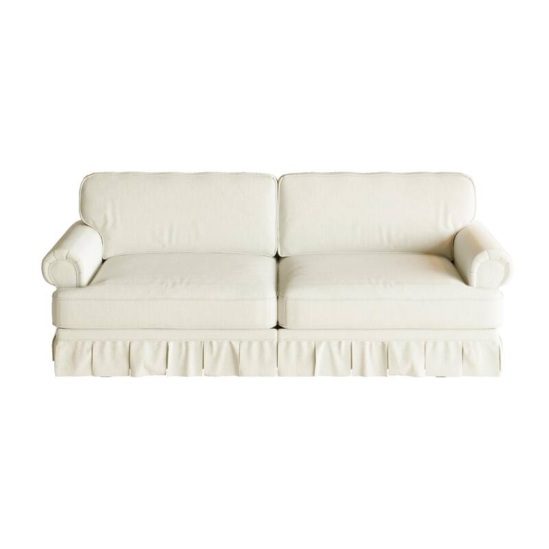 GDFStudio - Chenille Deep Seat 3&4-Seater Sofa Set with Skirt Design (Set of 2)