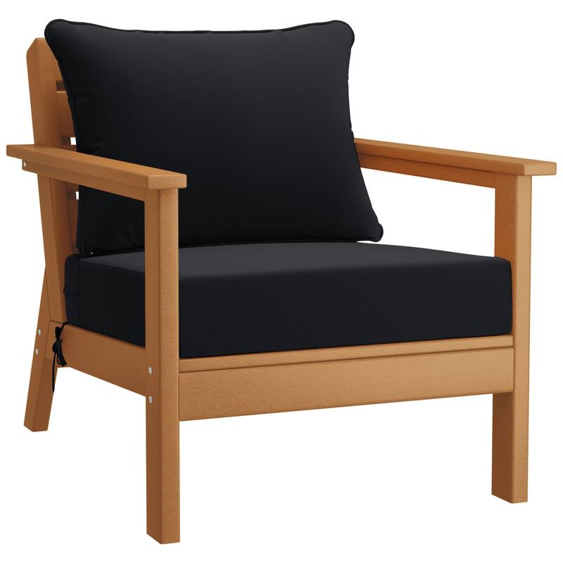 Birchwood All Weather HDPE Outdoor Patio Teak Deep Seating Conversation Set (6-Piece Set)