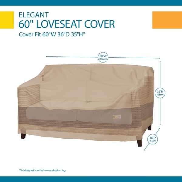 dimension image slide 0 of 3, Duck Covers Elegant Waterproof Patio Loveseat Cover