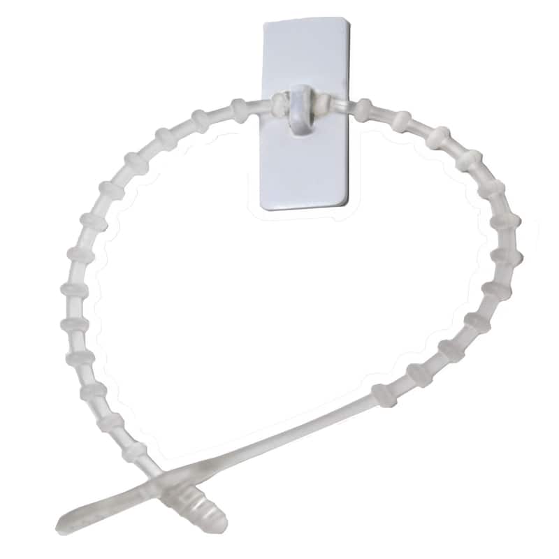 Set of 12 Sticky Reusable Ties with Clip Hooks 2"