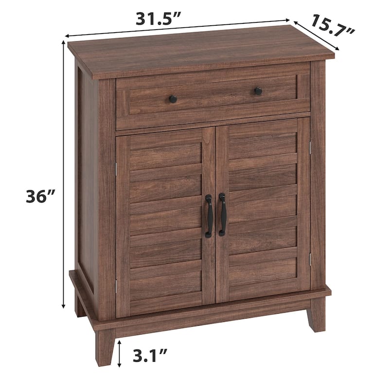 Farmhouse Storage Cabinet with Doors, Small Cabinet with 3-Tiers Adjustable Shelf for Kitchen