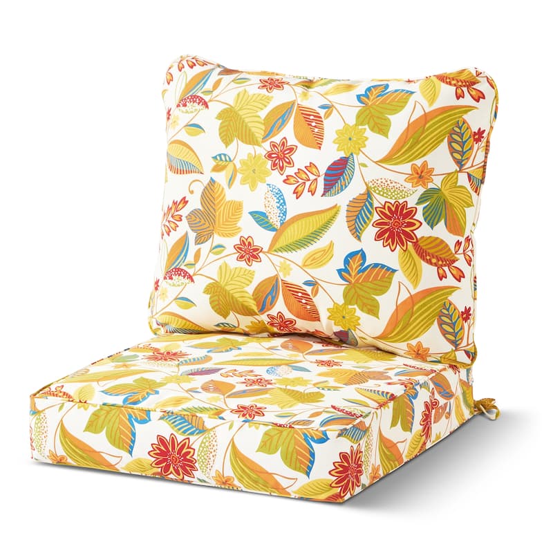 Esprit Floral Outdoor 24-inch x 24-inch Premium Deep Seat Cushion Set (Cushions Only)