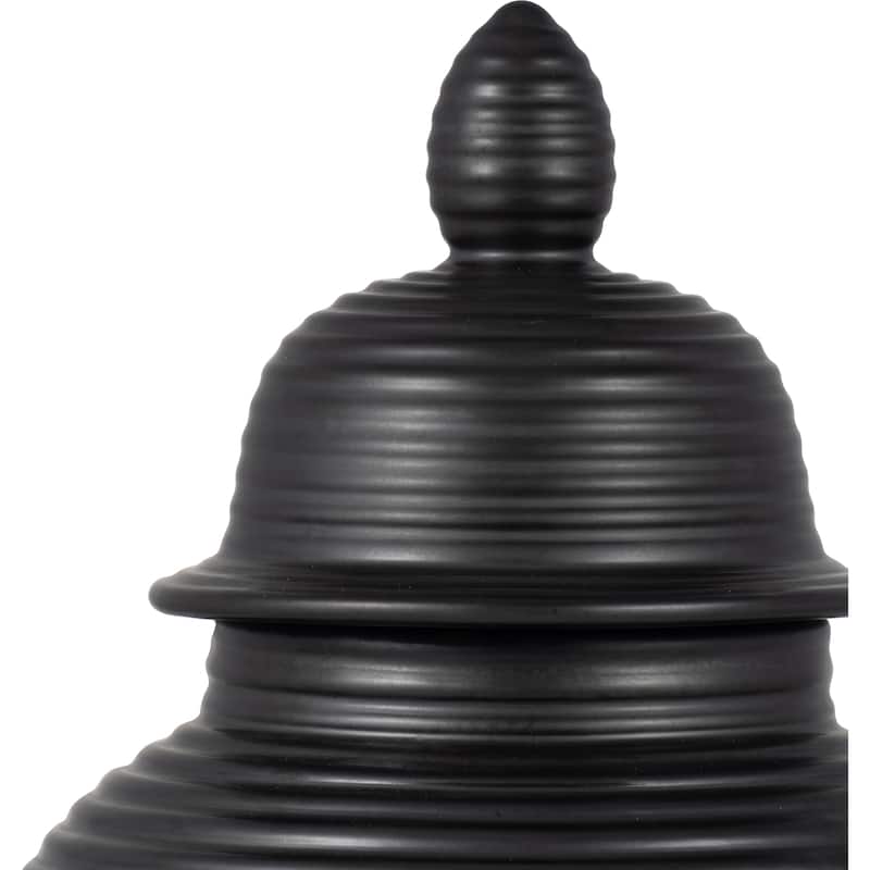 Sagebrook Home Ribbed Textured Ceramic Ginger Temple Jar - 9" x 9" x 18"