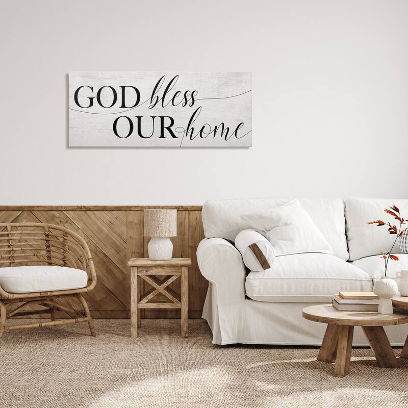 Stupell God Bless Our Home Quote Faith Based Typography Canvas Wall Art