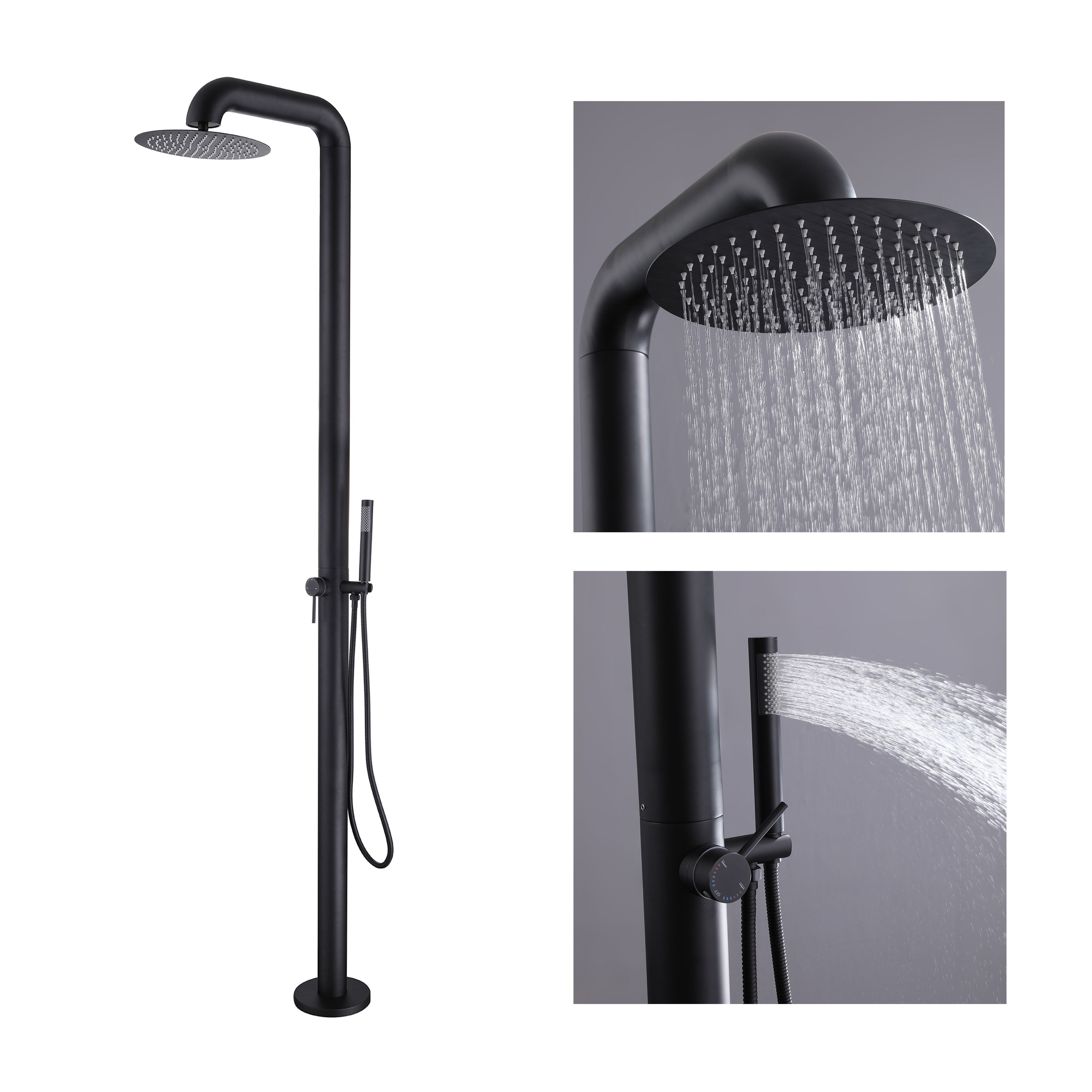89''H Stainless Steel Freestanding Outdoor Shower Rainfall