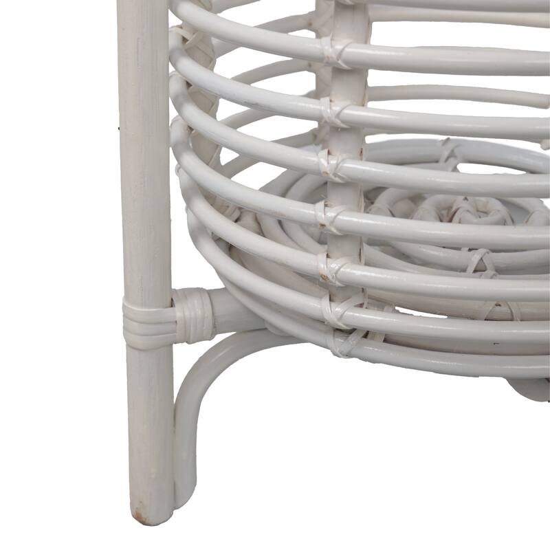 JONATHAN Y Zachariah 33.5" Bohemian Minimalist Handmade 2-Tier Rattan Indoor Planter Stand