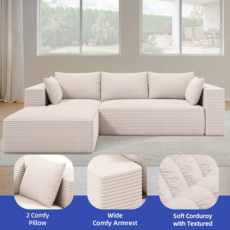 Moasis L Shaped Cloud Upholstered Couches Sectional Sofa with Deep Seat for Living Room or Bedroom