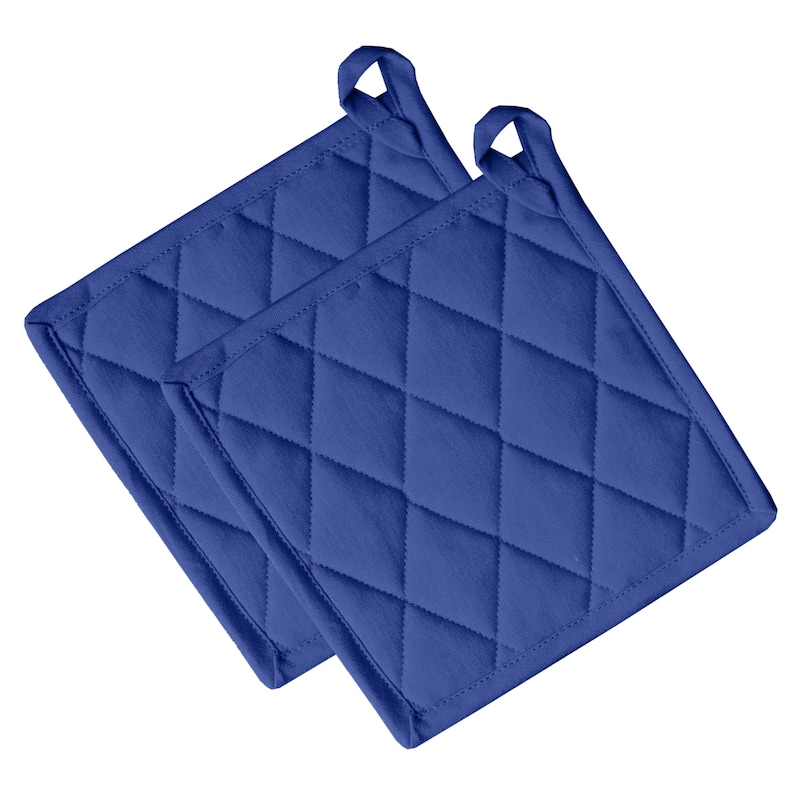 Fabstyles Solo Waffle Cotton Pot Holder Set of 2 - Blue - 8x8
