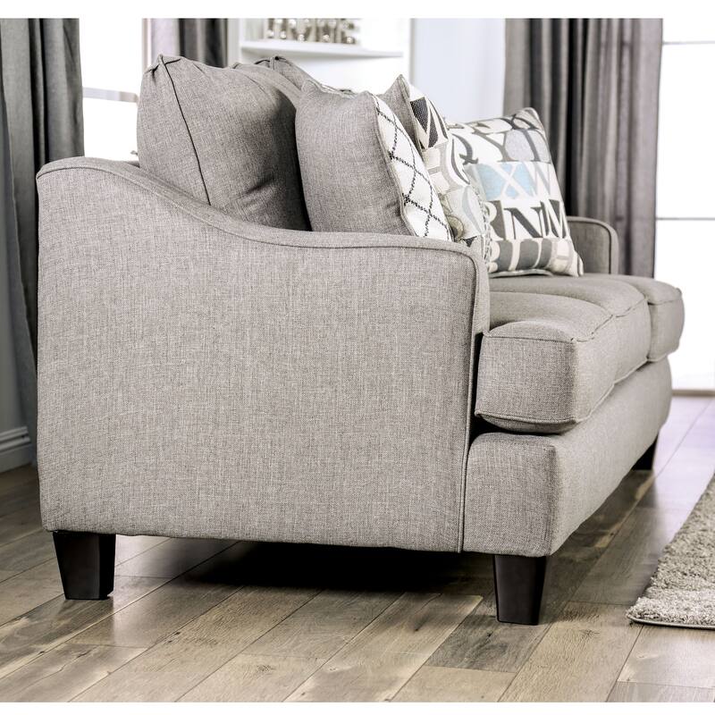 Qvareli Transitional Grey Fabric 2-Piece Living Room Set by Furniture of America