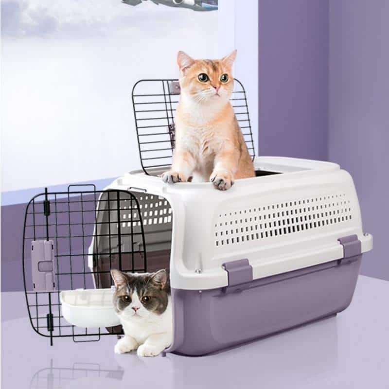 Plastic Cat Carrier with Integrated Litter pan