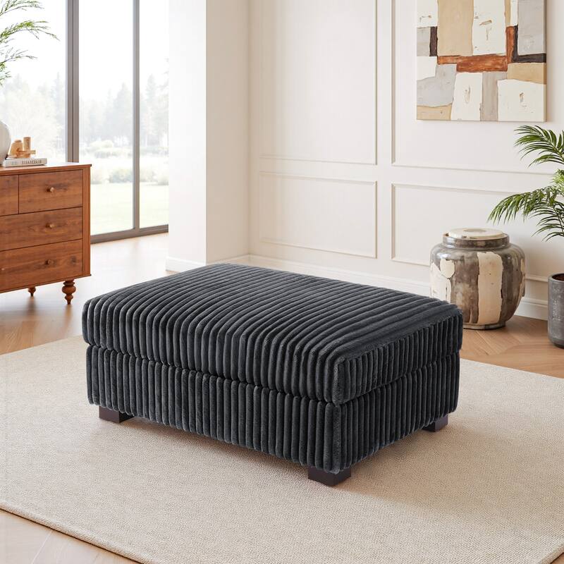 Modern Cotton Flannel Upholstery Oversized Ottoman