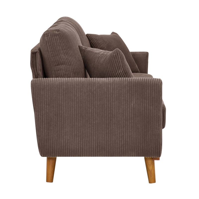 Mid-Century Corduroy 2-Seater Sofa in Brown