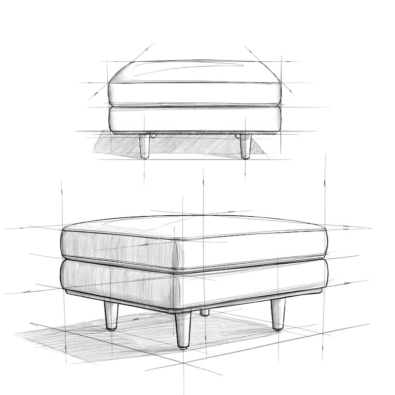 WYNDENHALL Brixley 33 inch Wide Mid-Century Modern Table Ottoman