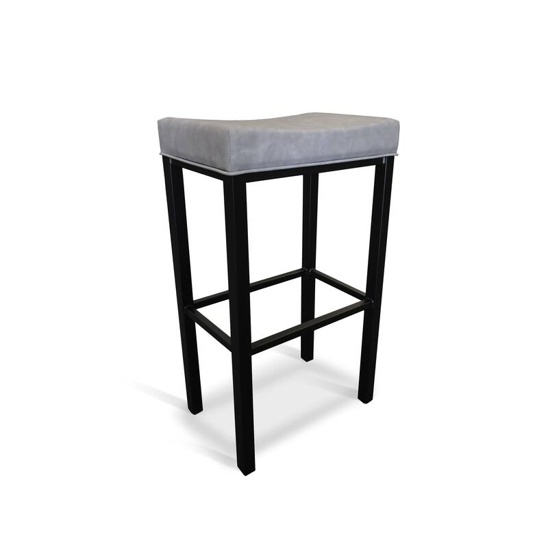 Tempo Furniture Soho Backless Stationary 26" Counterstool/30" Barstool Matte Black Powder Coat Finish by Furnish Theory - Counter Height - Matte Black & Grey