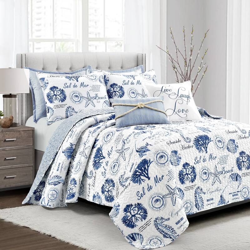 Lush Decor Harbor Life 7-piece Quilt Set - Full - Queen - Indigo