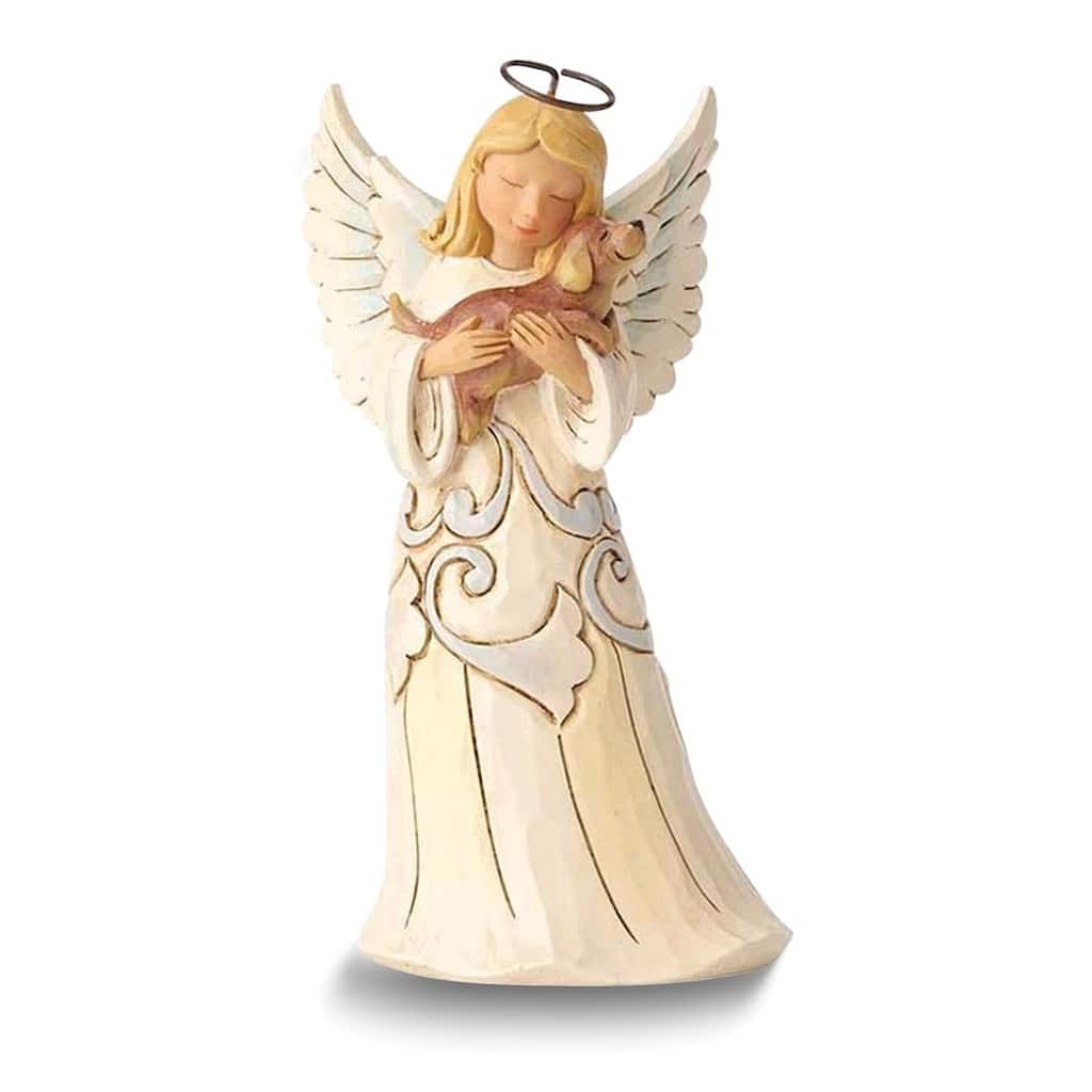 Curata Creek Farmhouse Angel with Dog Stone Resin Figurine