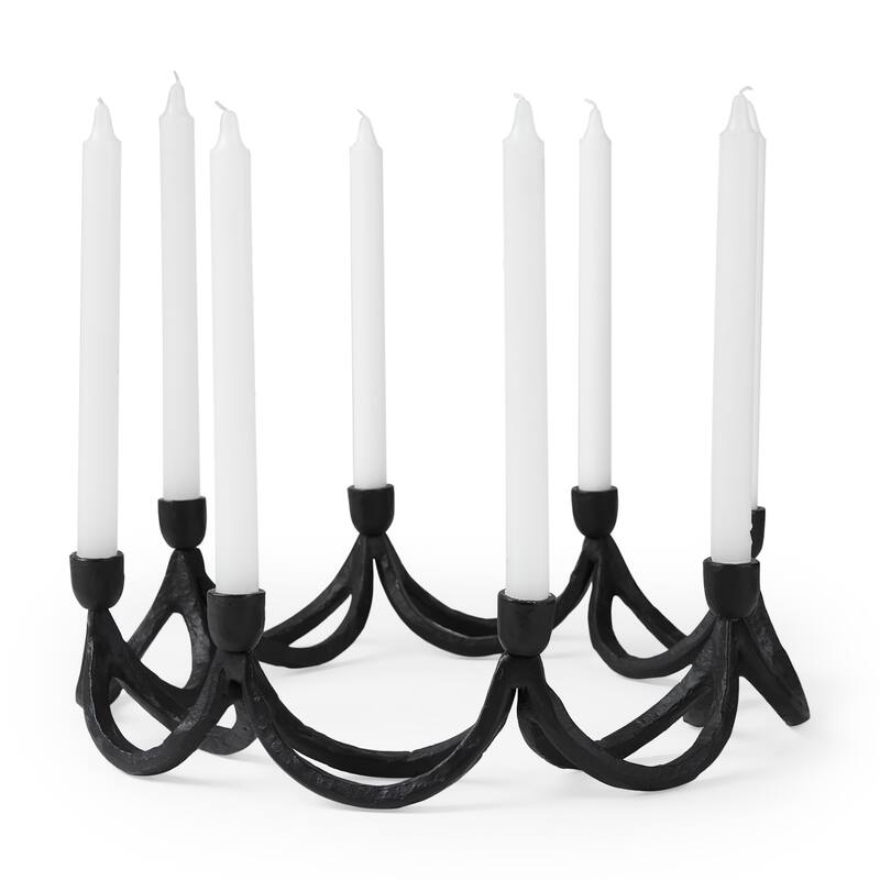 Seraph Round Candle Holder - 16.0L x 16.0W x 4.3H - Black