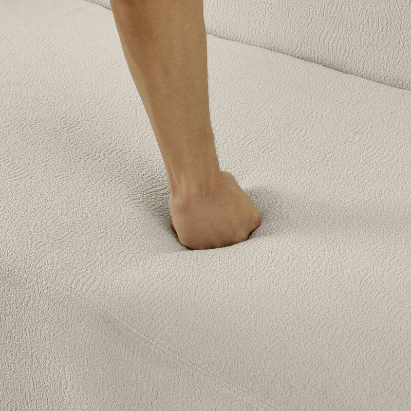 Roomfitters Curved Modular Sectional Sofa in Lamb's Wool Fabric, Modern Compressed Sofa No Assembly, Cozy for Living Room