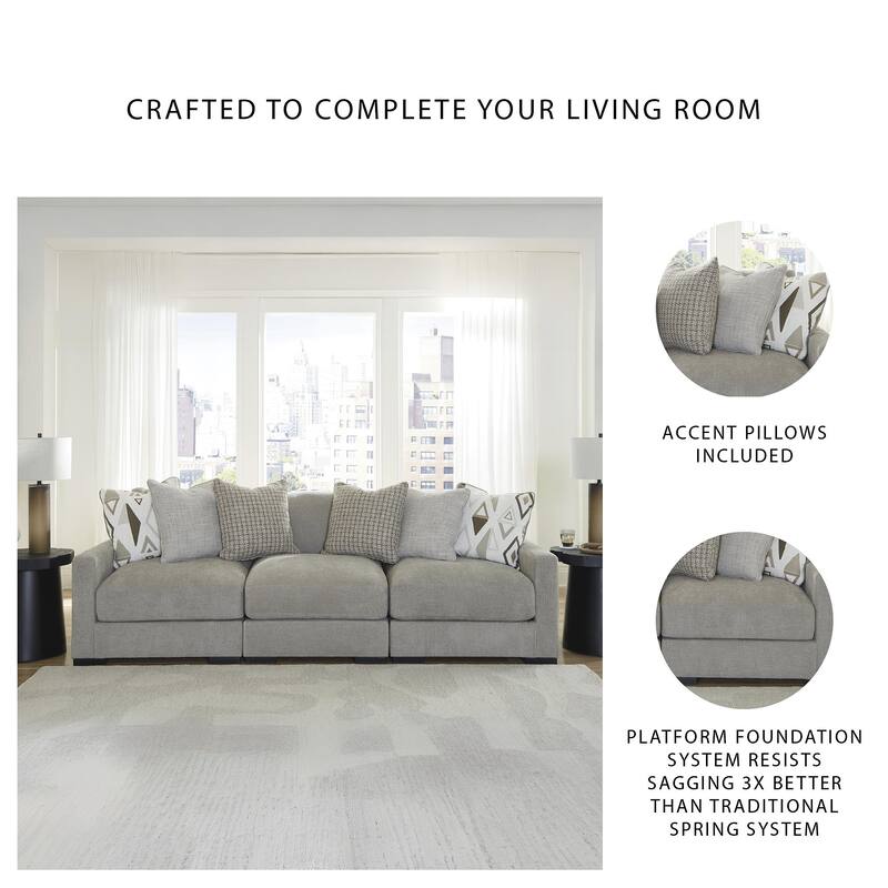 Signature Design by Ashley Aslan Court Gray 3-Piece Sofa Sectional - 109"W x 36"D x 42"H