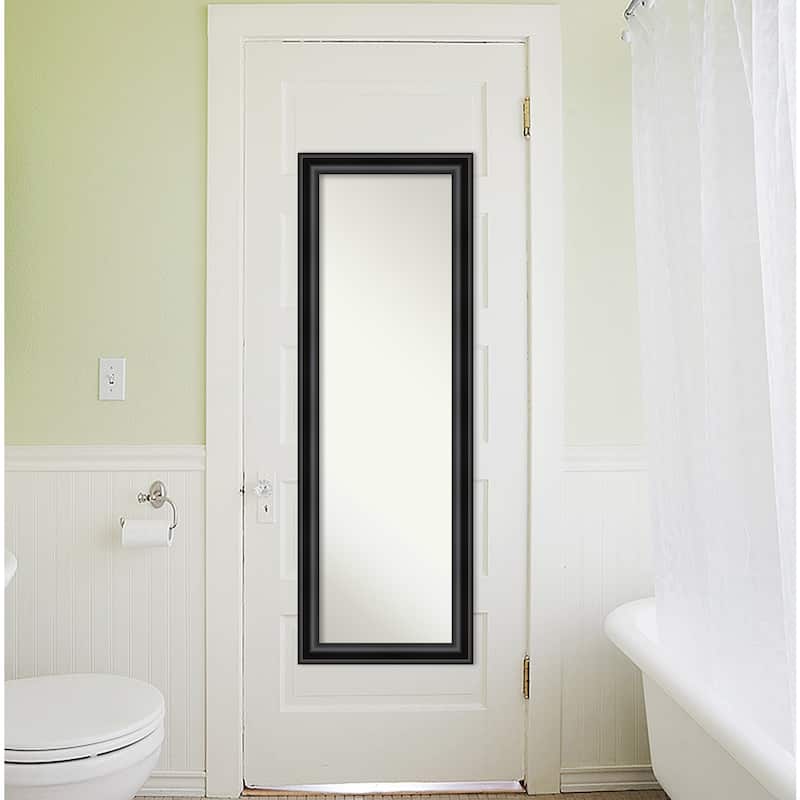 Non-Beveled Full Length On The Door Mirror - Black Frame