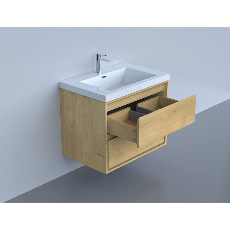 Sage 30“ wall mounted bathroom vanity with single basin acrylic top