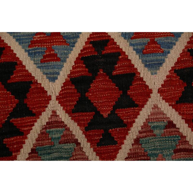 Reversible Kilim Area Rug Hand-Woven Oriental Wool Carpet - 10'3"x 12'6"
