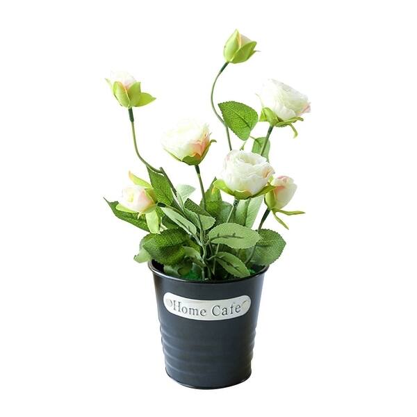 Artificial Flower Plant Metal Pot Bonsai Garden Home Table Party Room