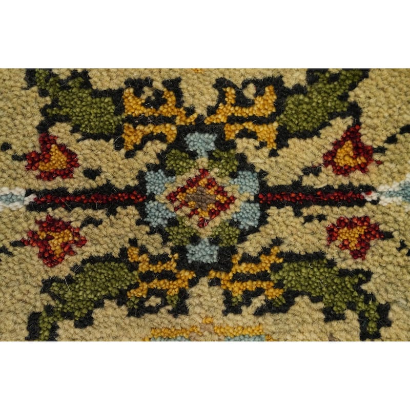 Hand-knotted Transitional Wool Carpet Green Oushak Rug Oriental Carpet Floral Area Rug Oriental Carpet - 8' 0'' X 2' 7''