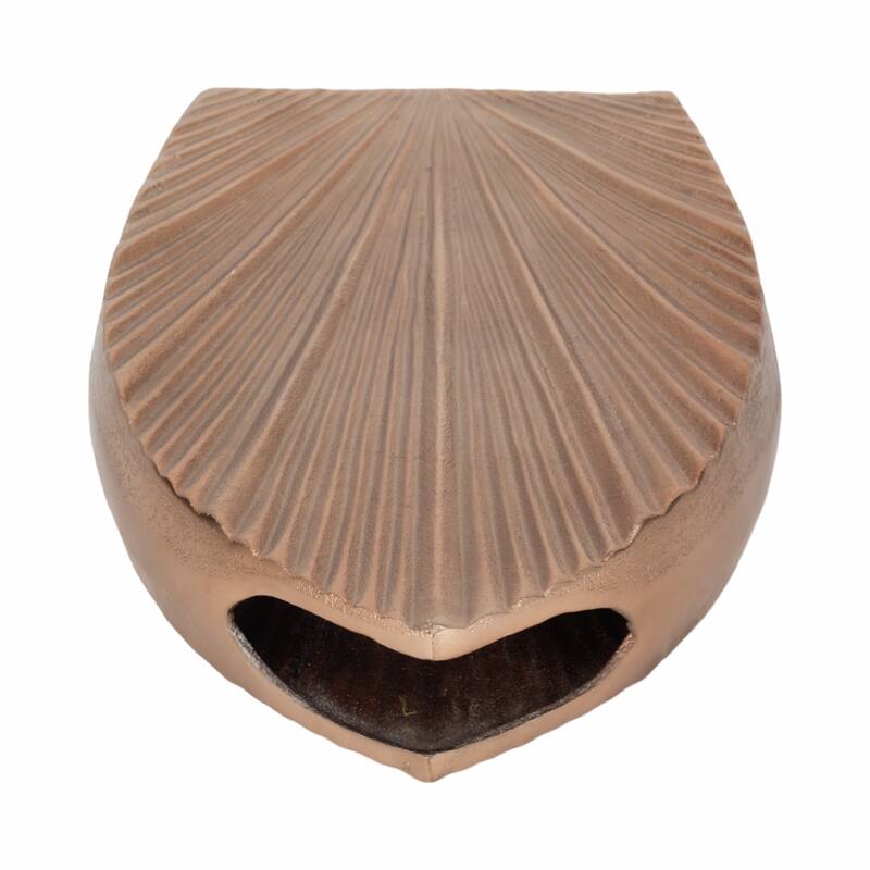 Decorative Metal Flower Vase With Grooved Detailing - Stylish Chic Home Accent Decor
