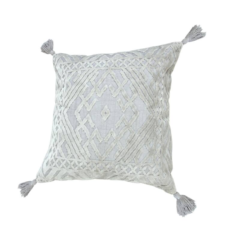20" Silver Gray Textured Diamond Medallion Square Throw Pillow