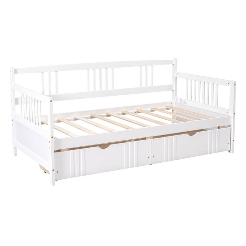 Twin Size Daybed Wood Bed with Two Drawers