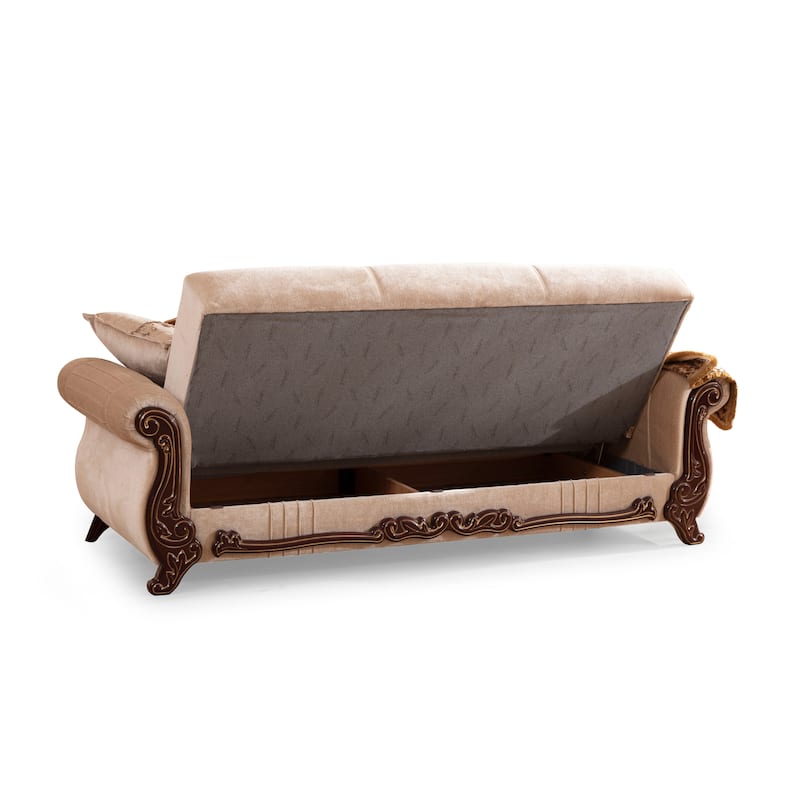 Carmen Traditional Style Upholstery Sleeper Sofa Made with Wood