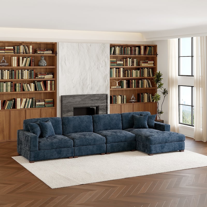 Modern Oversized Chenille Modular Sectional Sofa With Chaise