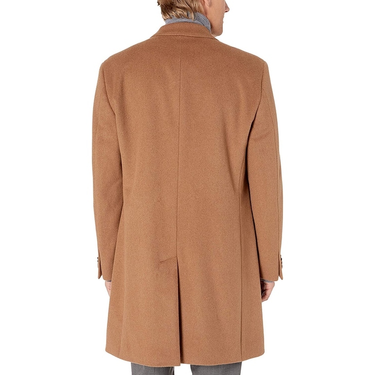 camel button front slim coat