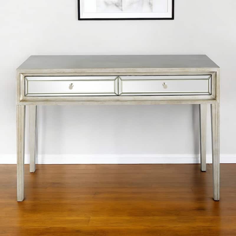 48" Modern Silver Mirrored Console Table with Storage Drawers Stylish Glass Hallway Accent - 48”L x 16.8”W x 31.2”H