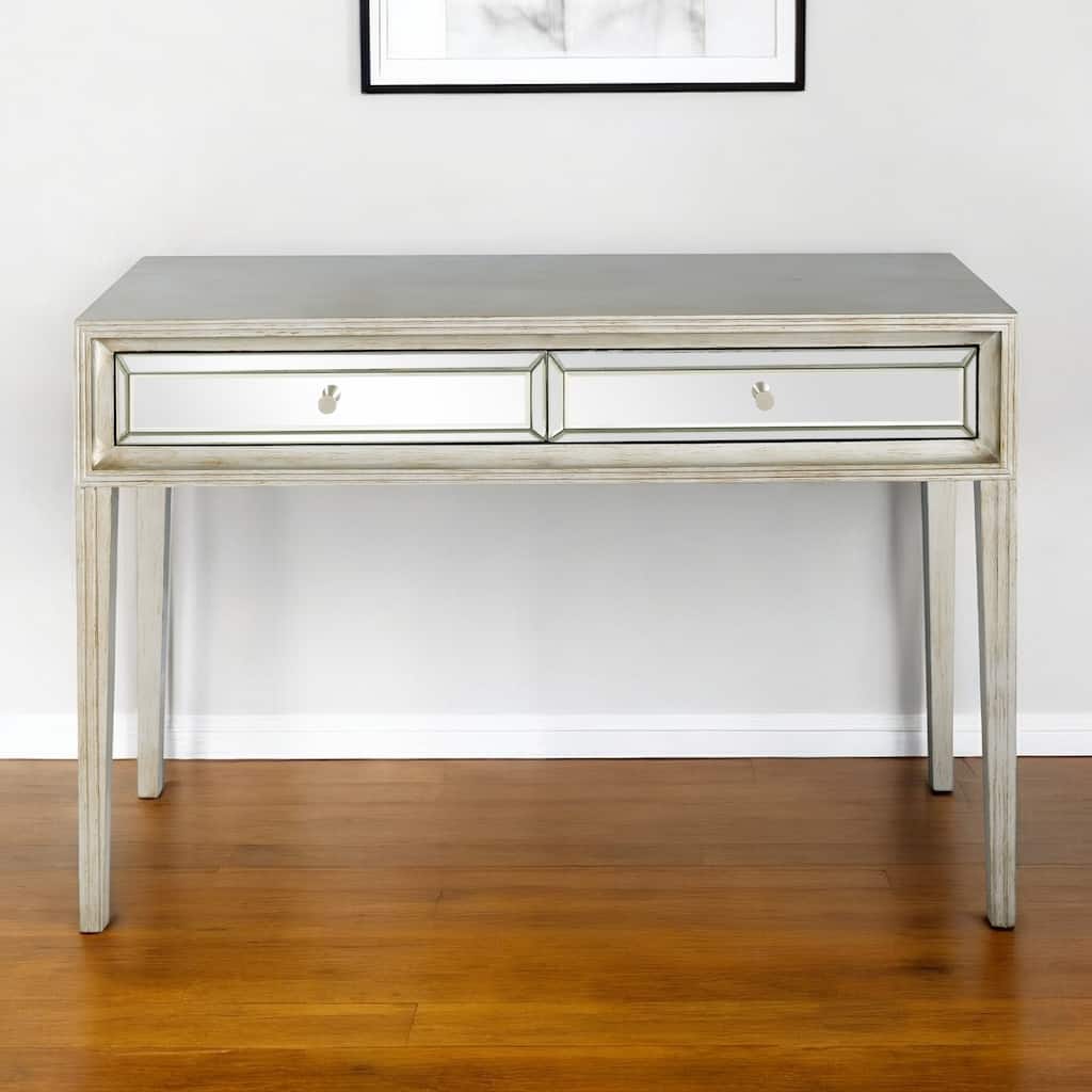 HomeRoots 48" Silver Mirrored Glass Console Table - 48.00 in. x 31.20 in. x 16.80 in.