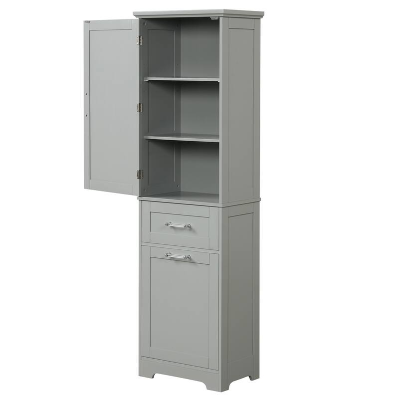 Roomfitters Tall Freestanding Bathroom Cabinet with 2 Drawers of Varying Sizes and Adjustable Shelf Painted MDF