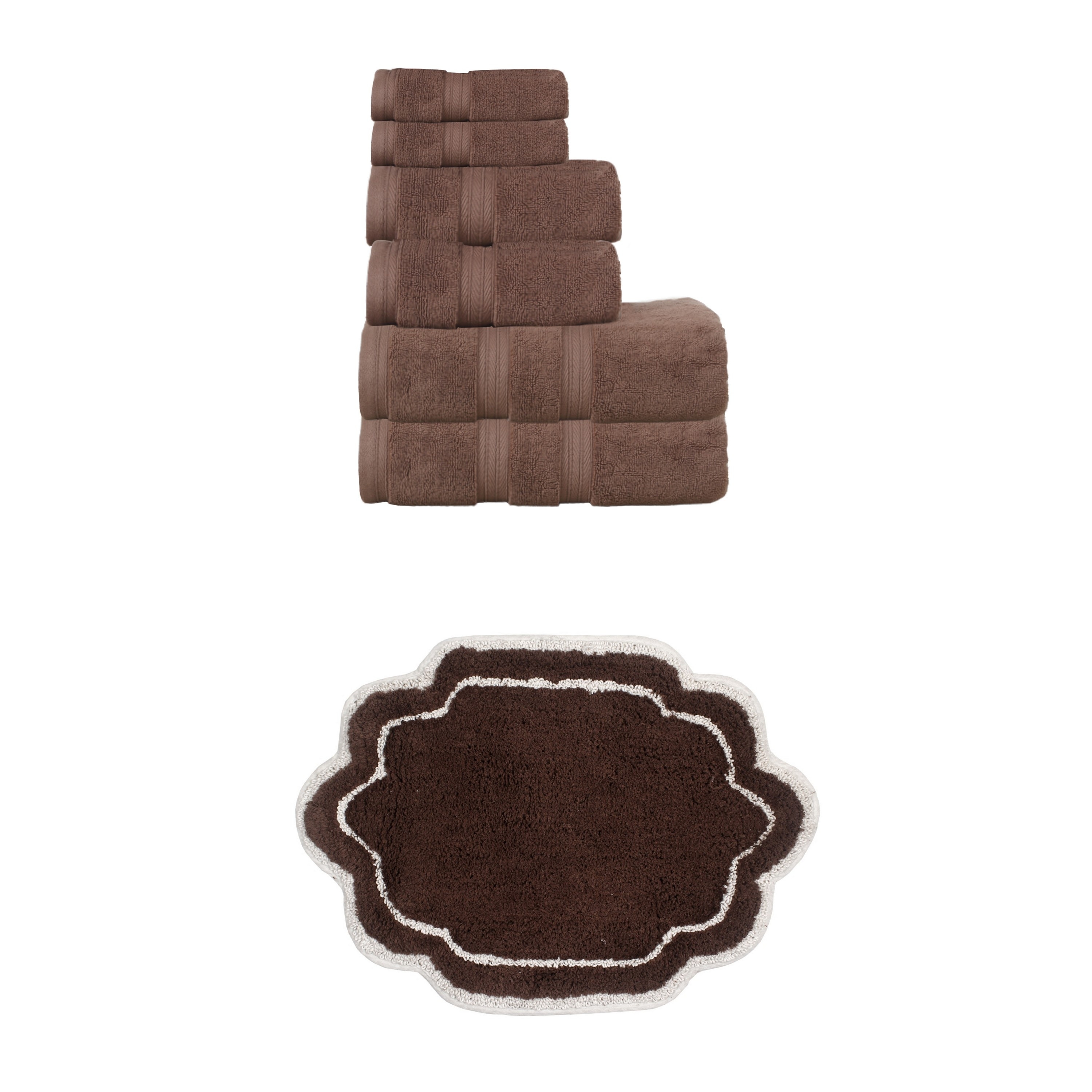Home Weavers Allure Collection 100% Soft Cotton 6 Pc Towel Set & 1 Pc 17x24" Bath Rug, Machine Washable & Non Slip (Set of 7)