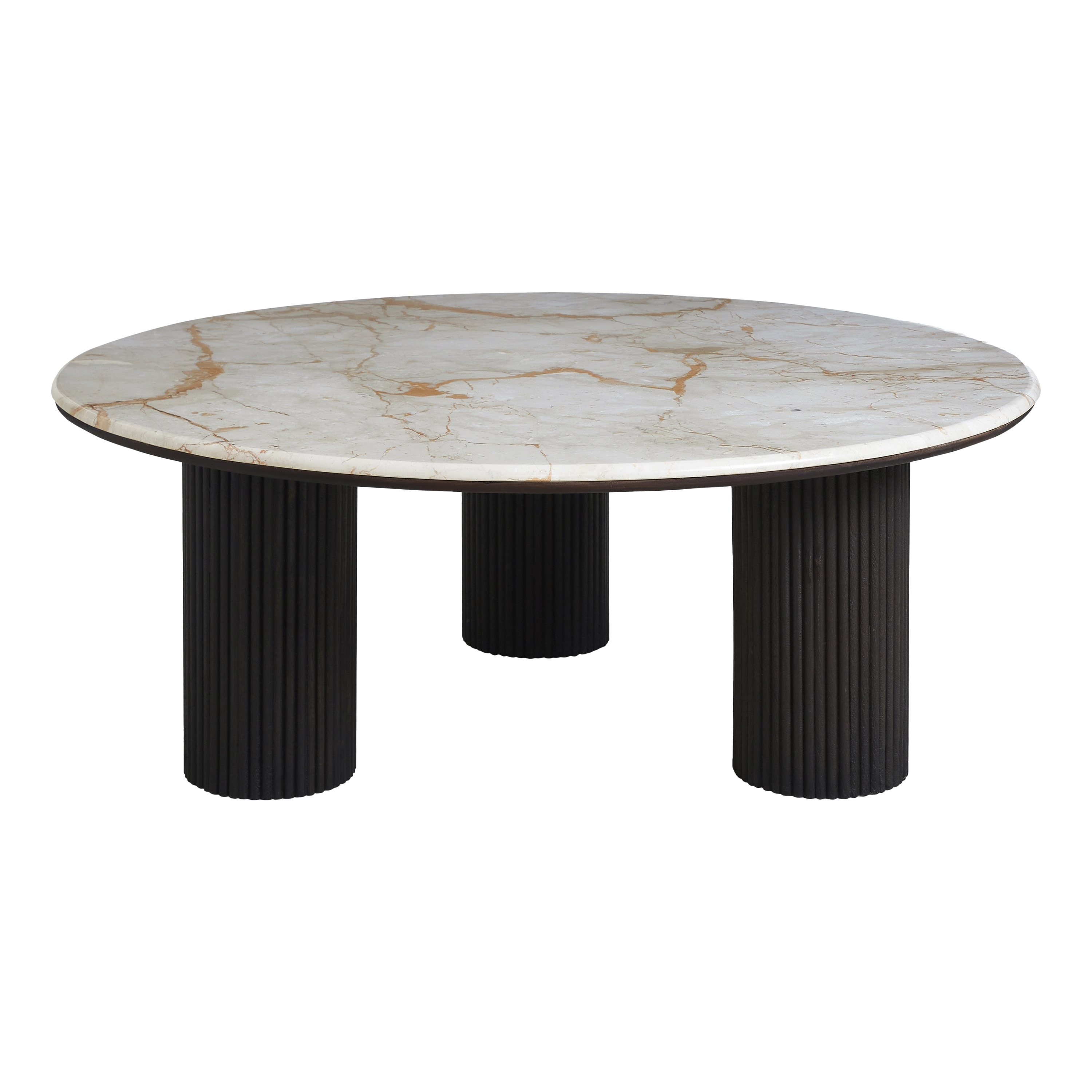 Renwil Alessio Indoor Breccia Marble Coffee Table, Walnut
