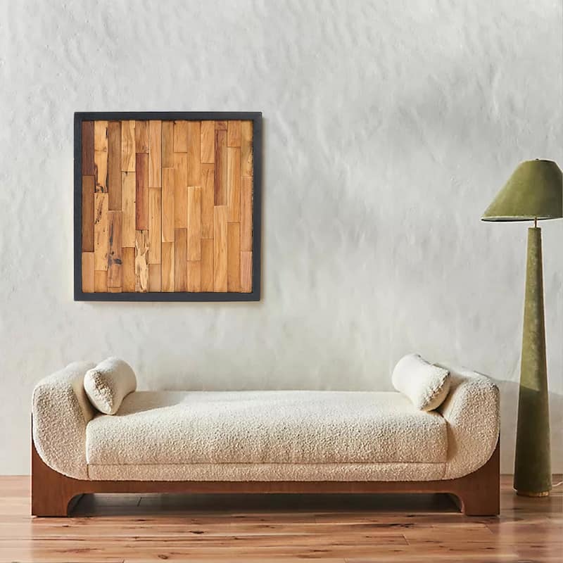 Reclaimed Wood Bricks Pattern Square Wall Decor