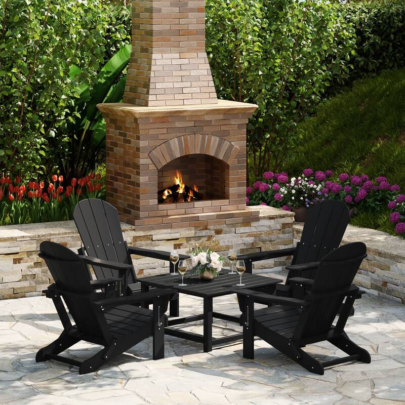 Laguna Outdoor 5-Piece Adirondack Chair With Square Coffee Table Conversation Set