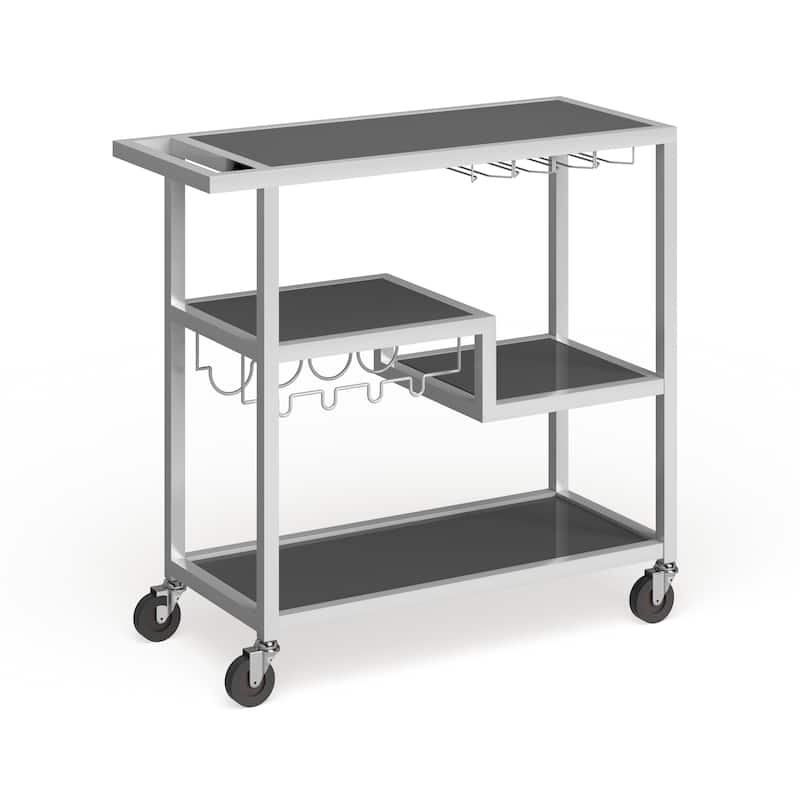 SEI Furniture Glenn White Metal Bar Cart - Iron/Glass - White