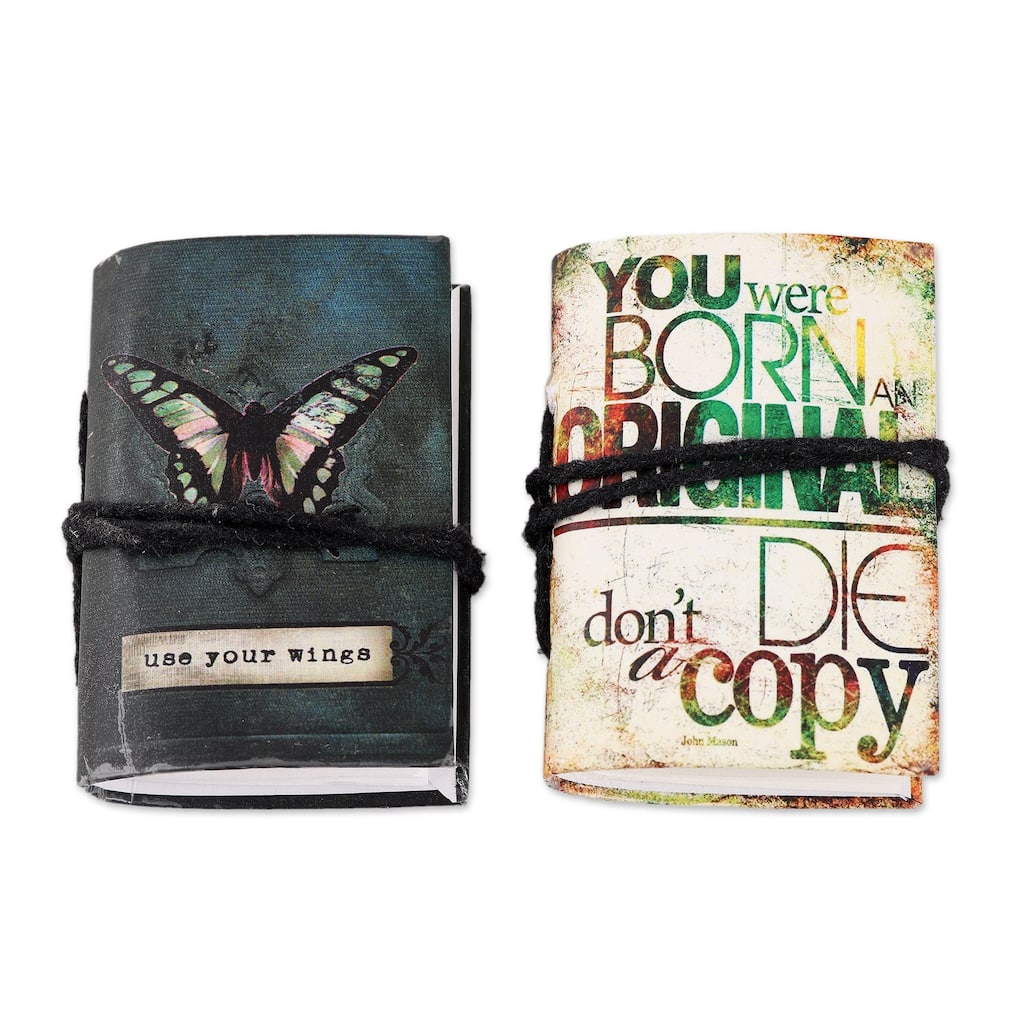 Novica Handmade Motivation Mini Journals (Pair)