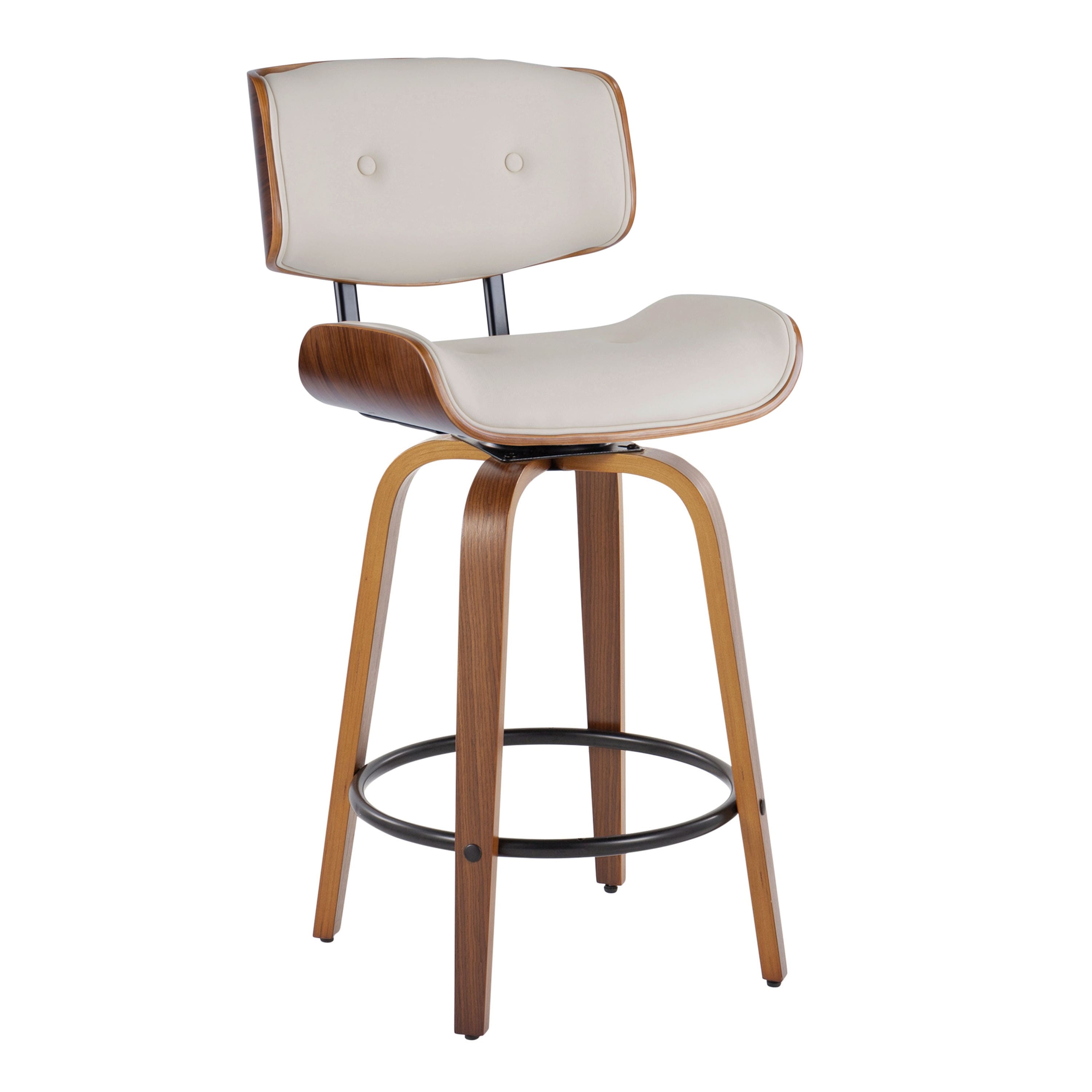 Option Cream Faux Leather/Walnut/Black Metal