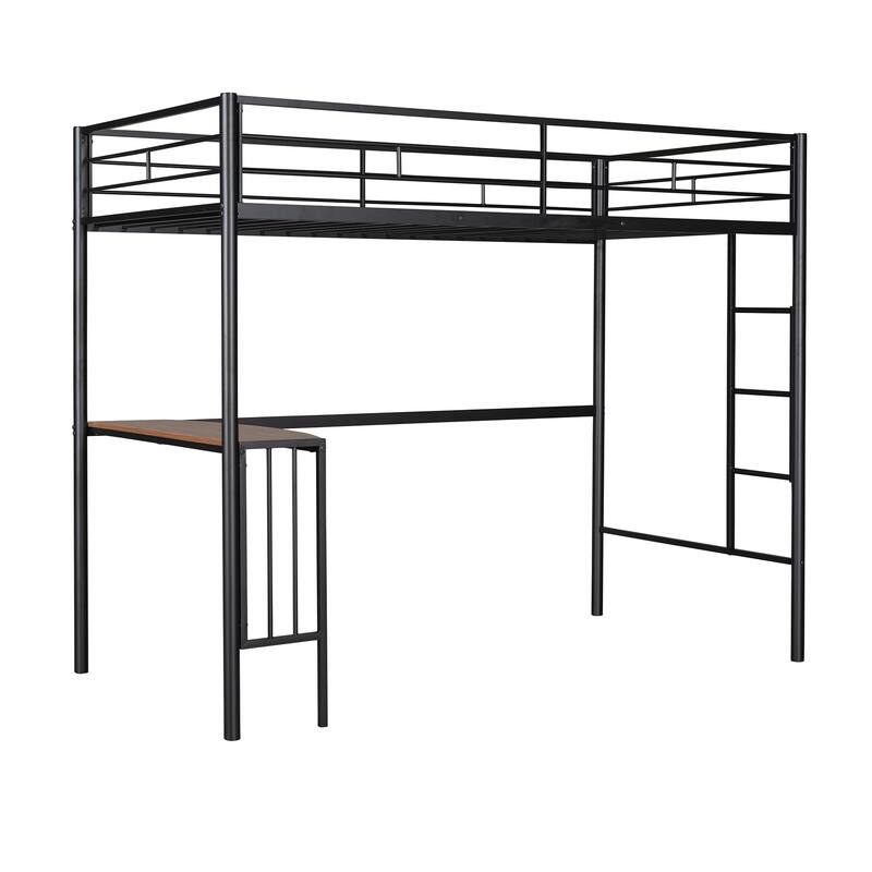 Twin Over Full Metal Bunk Bed with Desk and Ladder