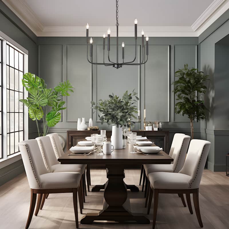 Modern Farmhouse 8-Light Chandelier Classic Candle Lights for Dining Room