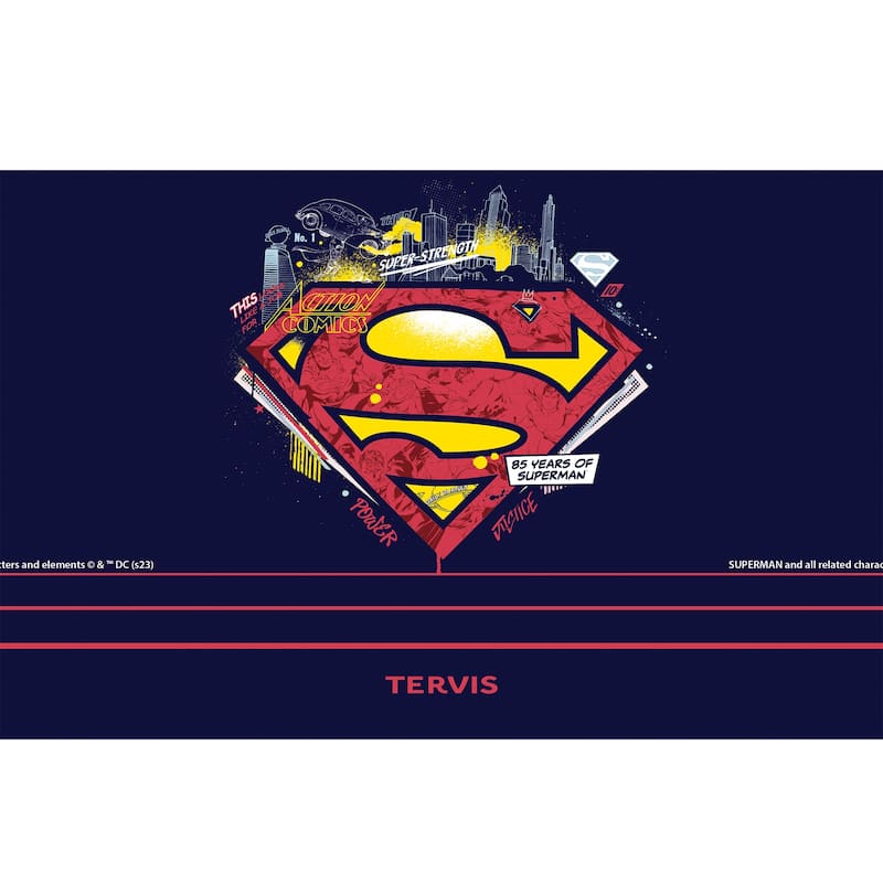 Tervis Traveler Warner Brothers Superman Strength Power N Justice Triple Walled Insulated Travel Tumbler, Stainless Steel