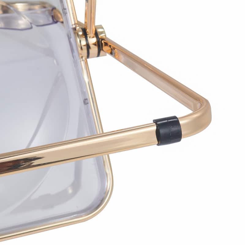 Lawrence Modern Foldable Transparent Acrylic Gold Chrome Folding Chair for Multipurpose Spaces Set of 2 - 30"