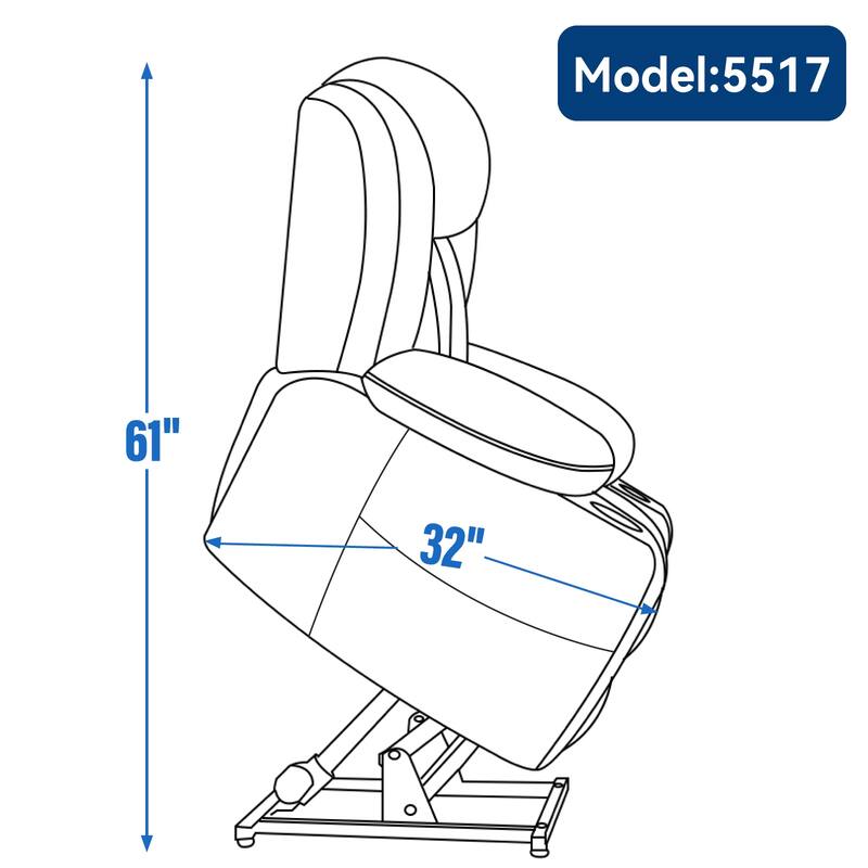 Chenille Power Lift Recliner Chair, with 8-Point Vibration Massage and Lumbar Heating, USB and Type-C Ports, Cup Holders